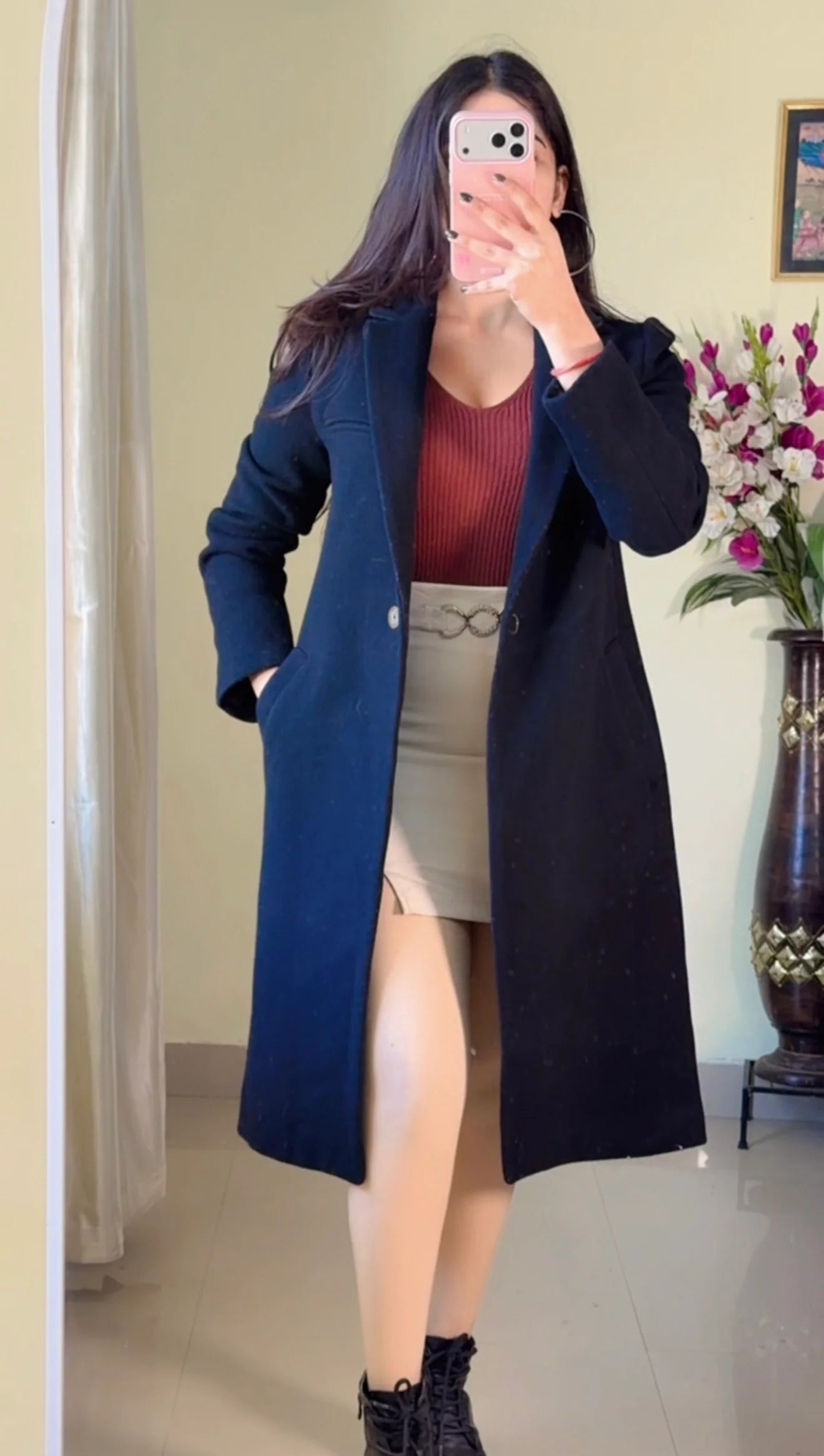 (Size- S to M) Premium Black Winter Coat- WO260