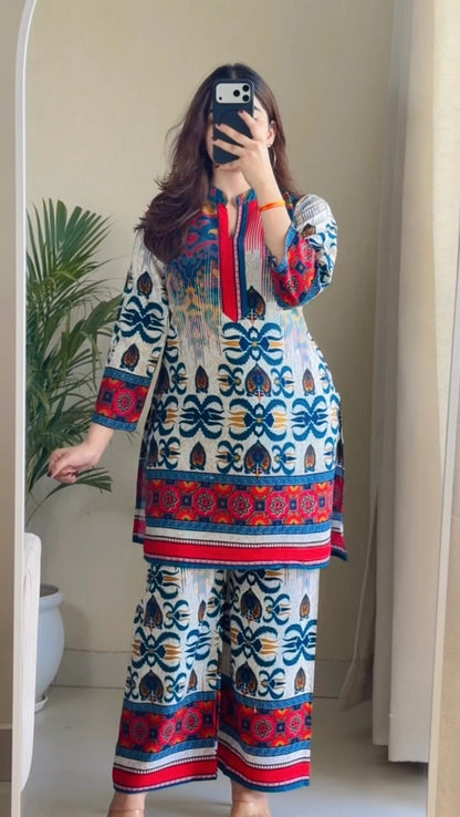 Ethnic Printed Kurta Palazzo Co-Ord Set