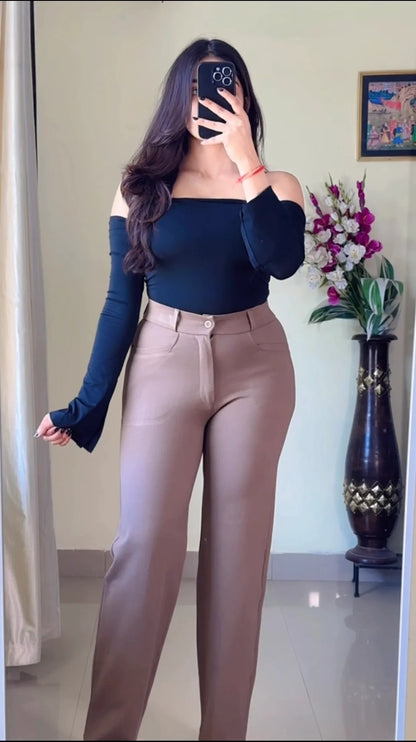 Camel Brown Straight Fit Trouser- PO4