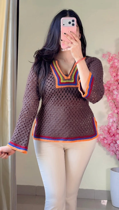 (Size- S to M) Premium Crochet Top - C451