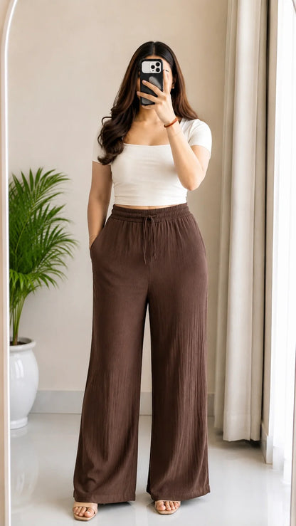 Brown Blend Linen Pant