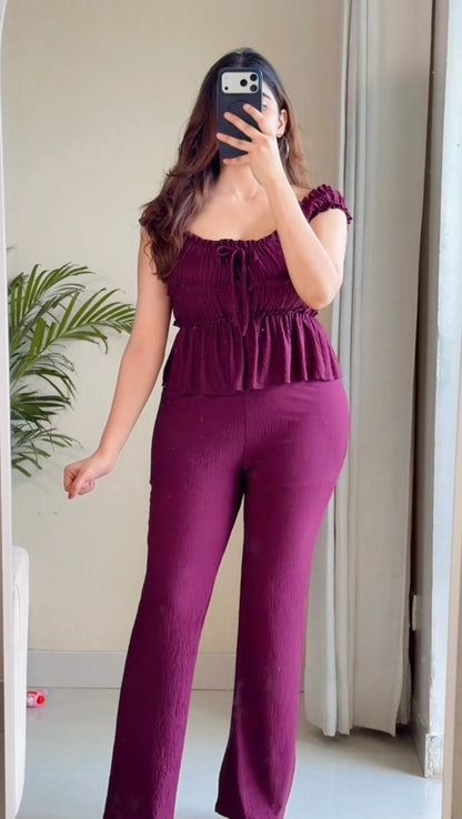 Ruched Peplum Co-ord Set