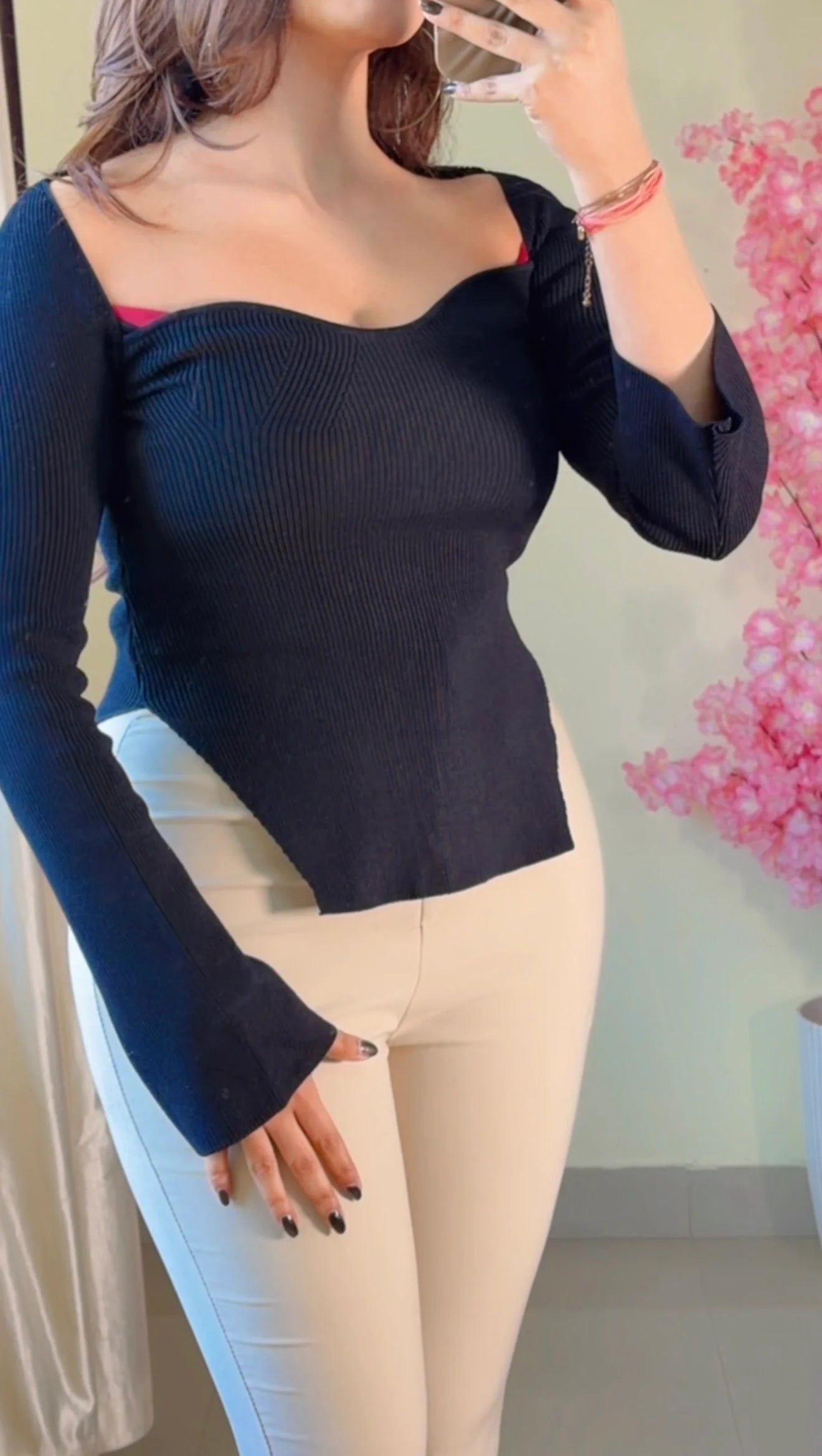 (Size-Xs to S) Premium Ribbed Top-  R464
