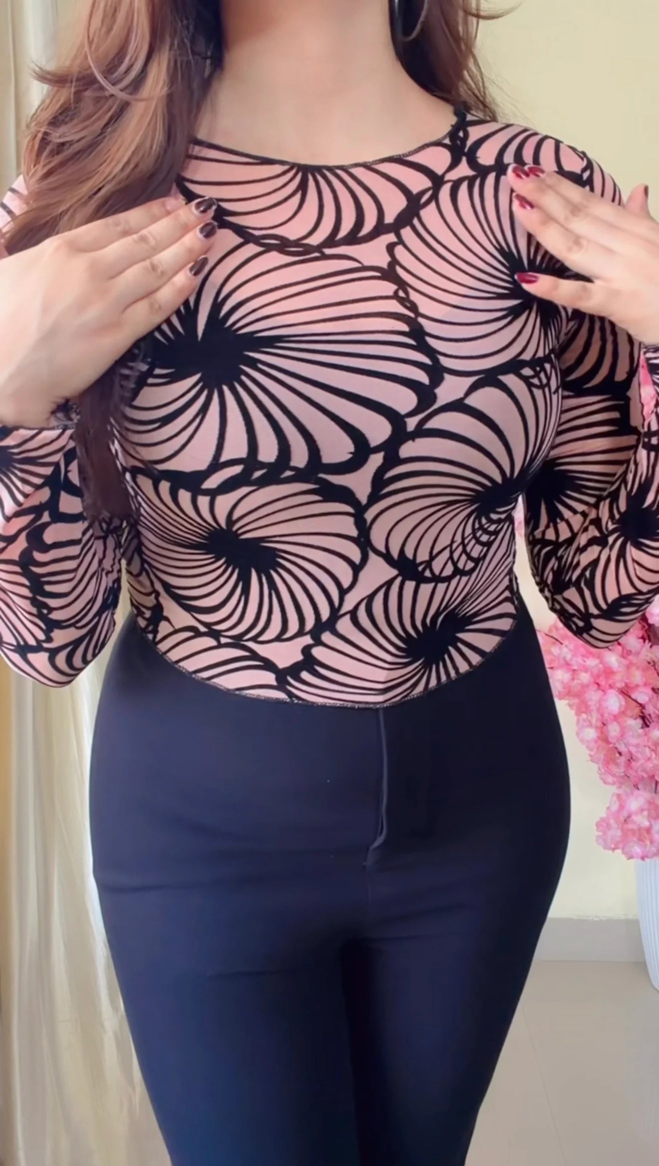 Sheer Swirl Mesh Top