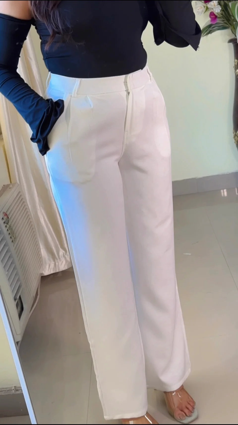 White Non Transparent Trouser- P09
