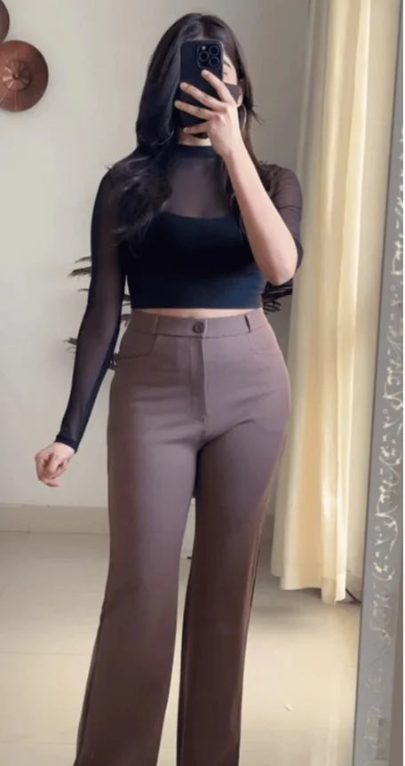 Brown High Quality Flared Trouser (P-37)