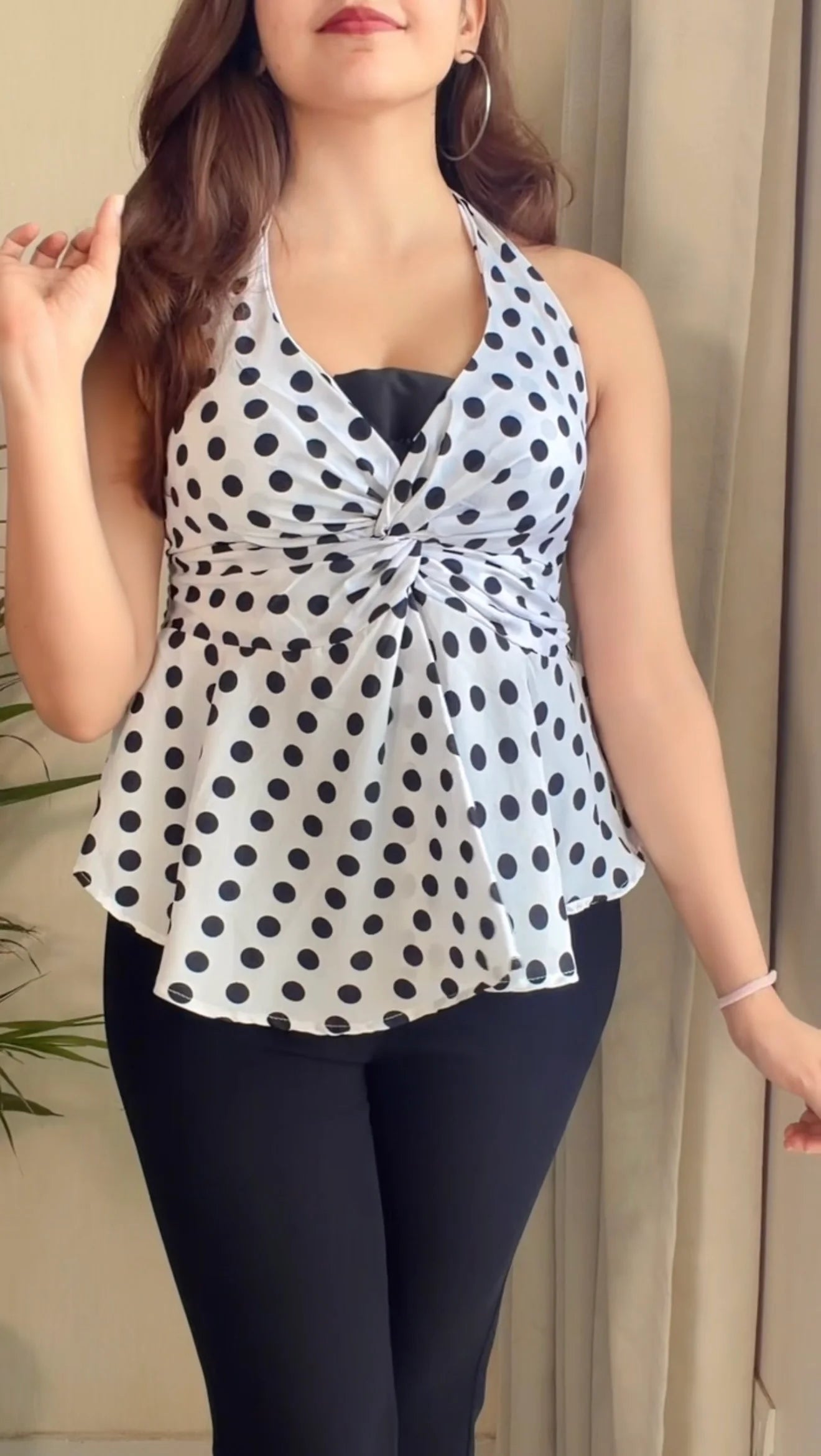Polka dot Halter Peplum Top