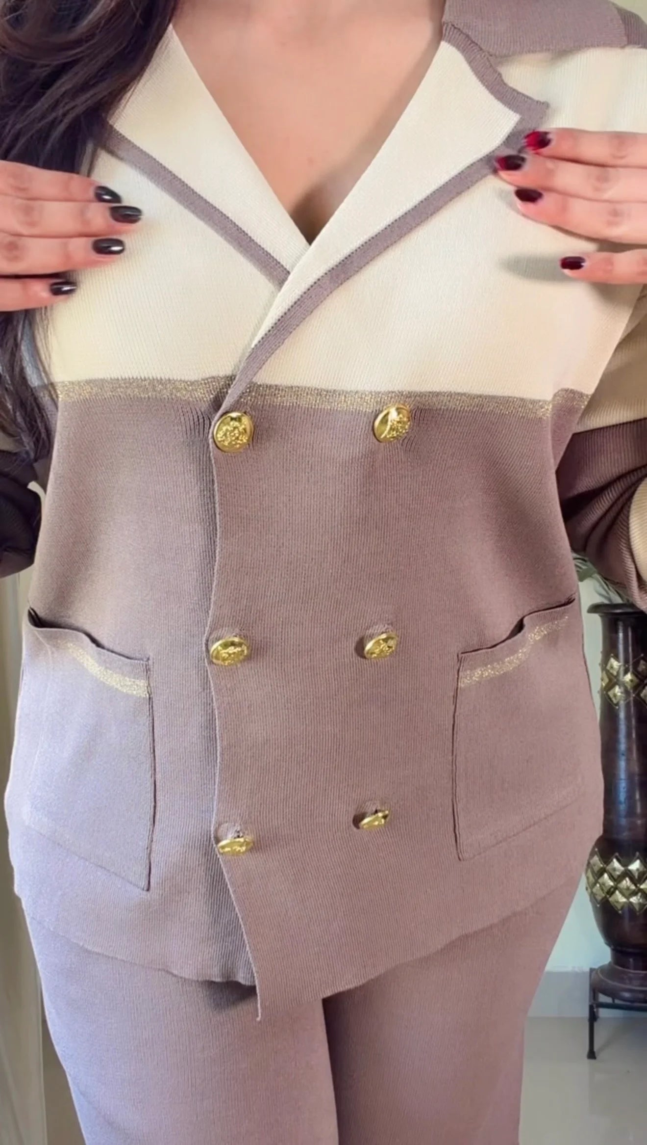 Tan Beige Premium Tailored  Co-ord Set