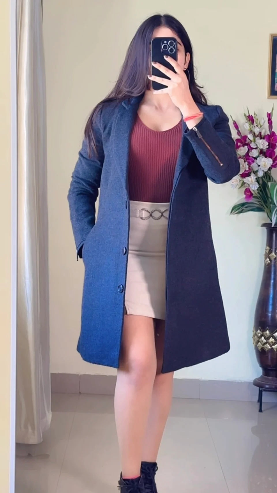 (Size-S) Grey Winter Coat- WO181