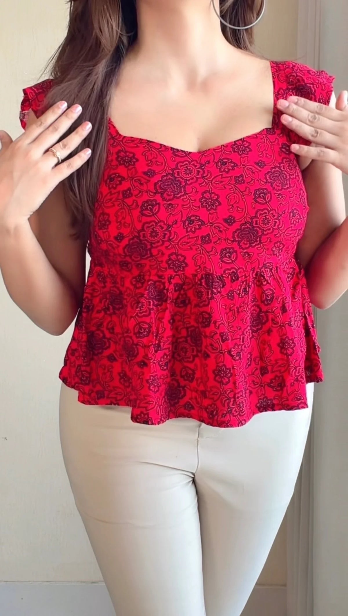 Printed Peplum Top