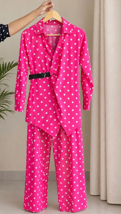 Polka Dot Waist-Defining Co-ord Set