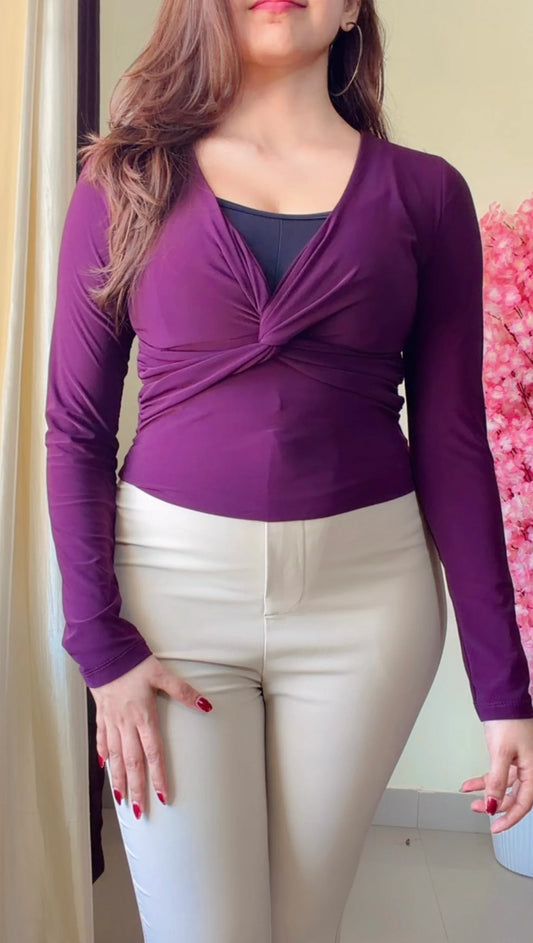 Teal Deep-V Puff Sleeve Bodice Top