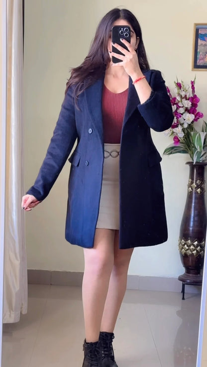 (Size-S to M) Black Winter Coat- Wo158