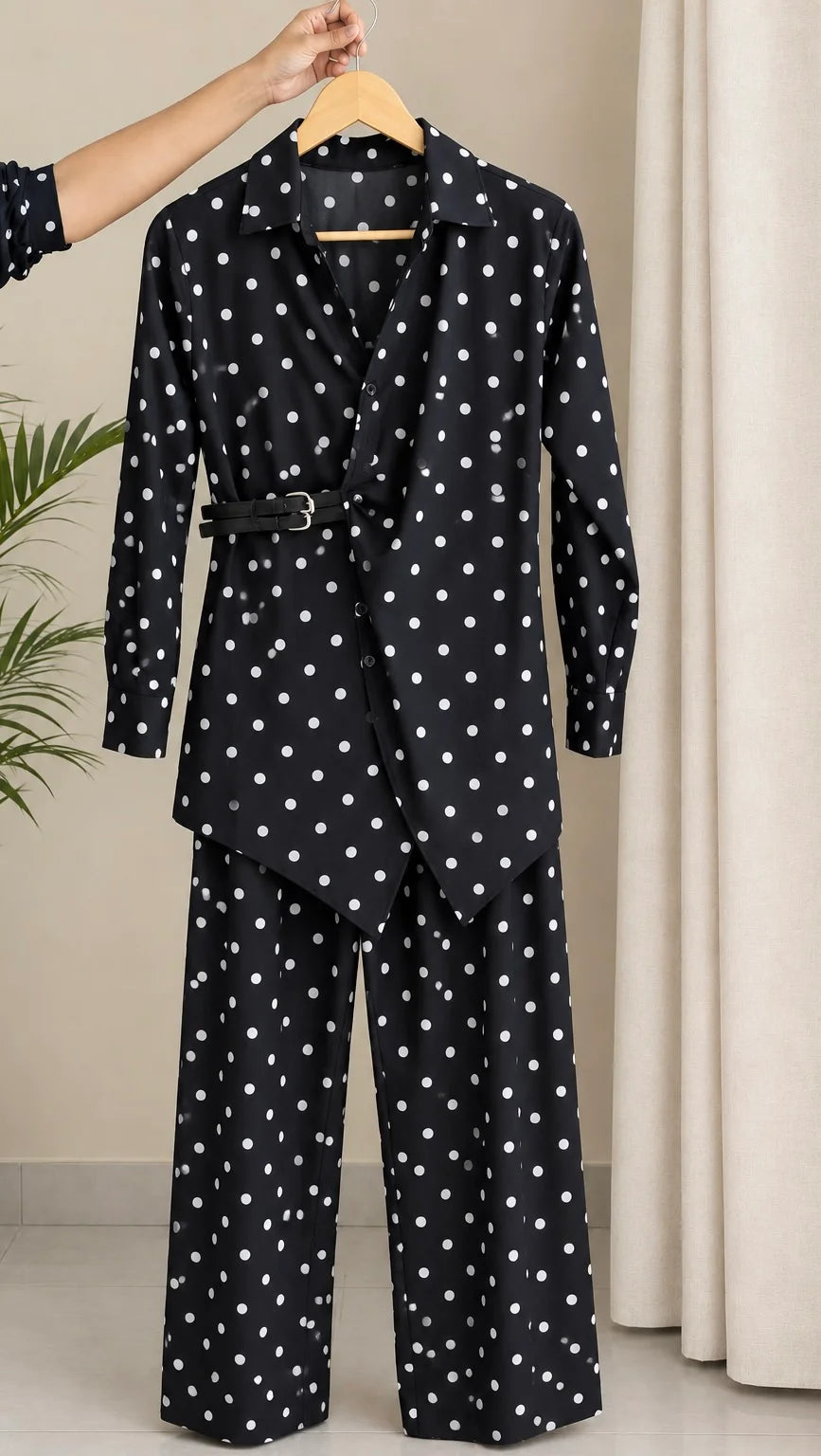 Polka Dot Waist-Defining Co-ord Set