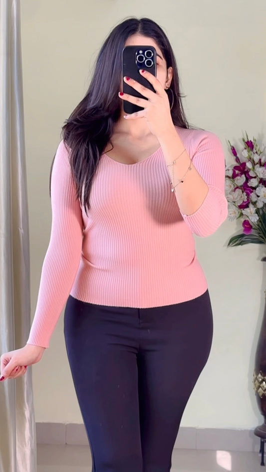 Pretty Ribbed Top- TO110