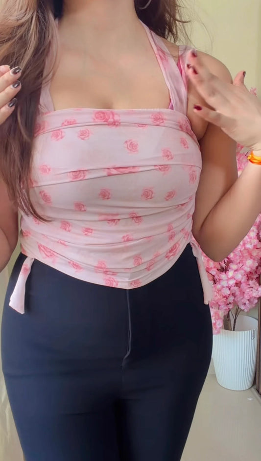 Blush Rose Tie-Shoulder Draped Top 🌸