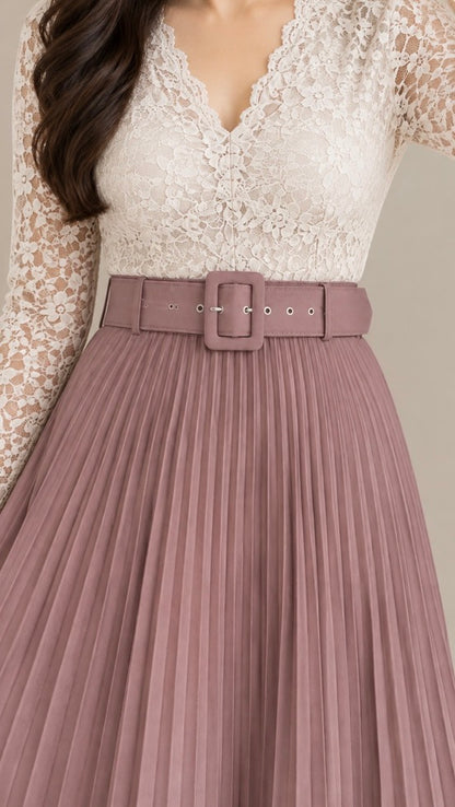 Pink Pleated Midi Skirt