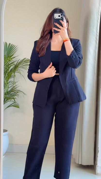 Black Tailored Blazer Co-ord Set