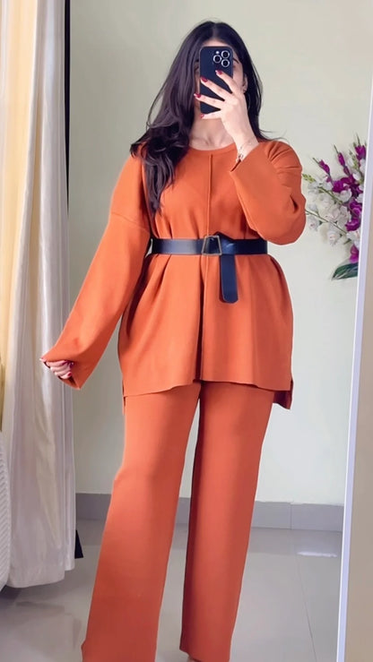 2-Set Winter Co-ord Set With Belt