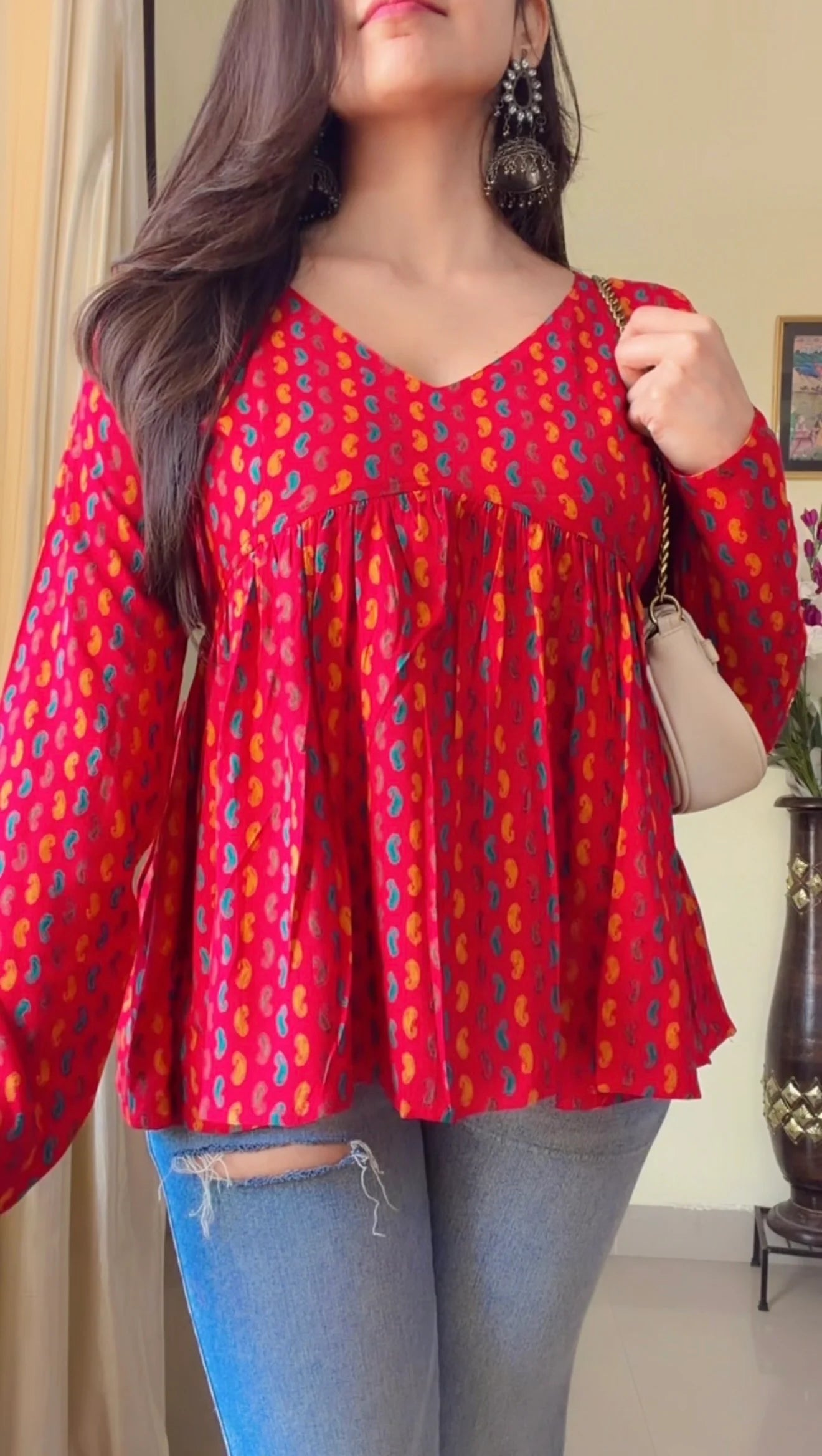 Blush Bloom Flared Short Kurti