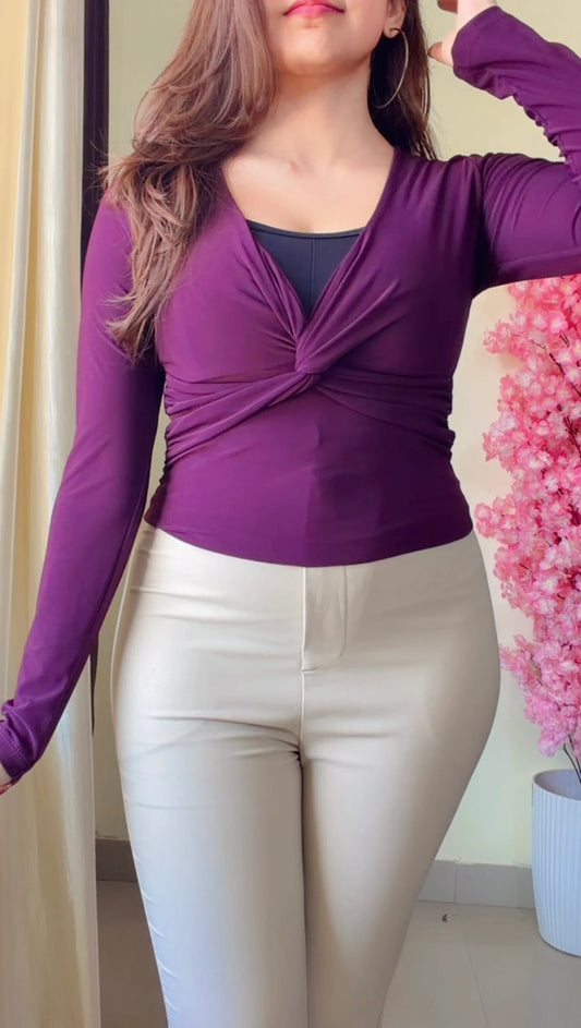 Teal Deep-V Puff Sleeve Bodice Top