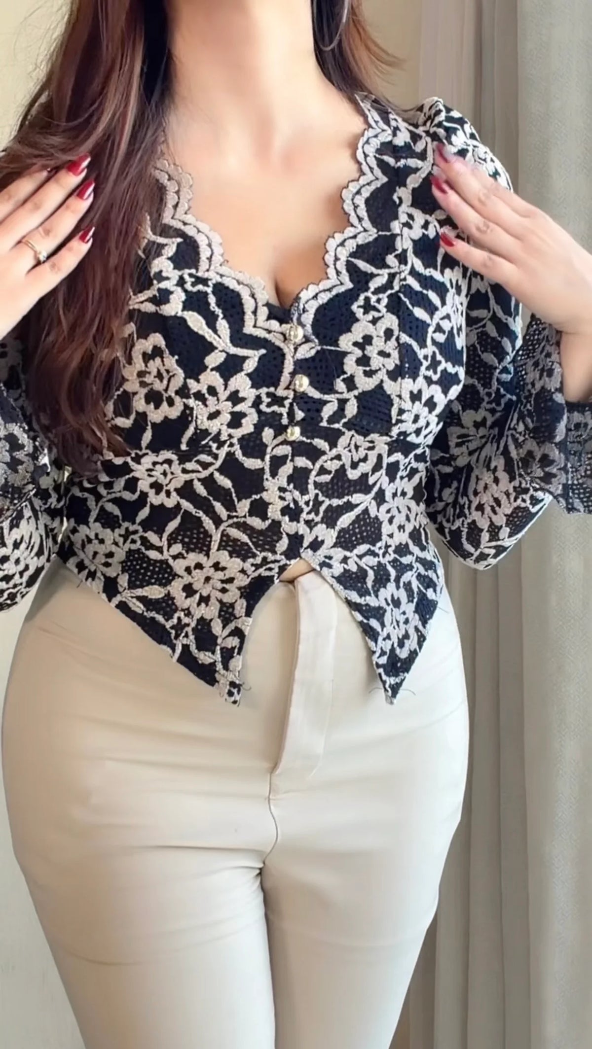 Padded Lace Ruffle Top
