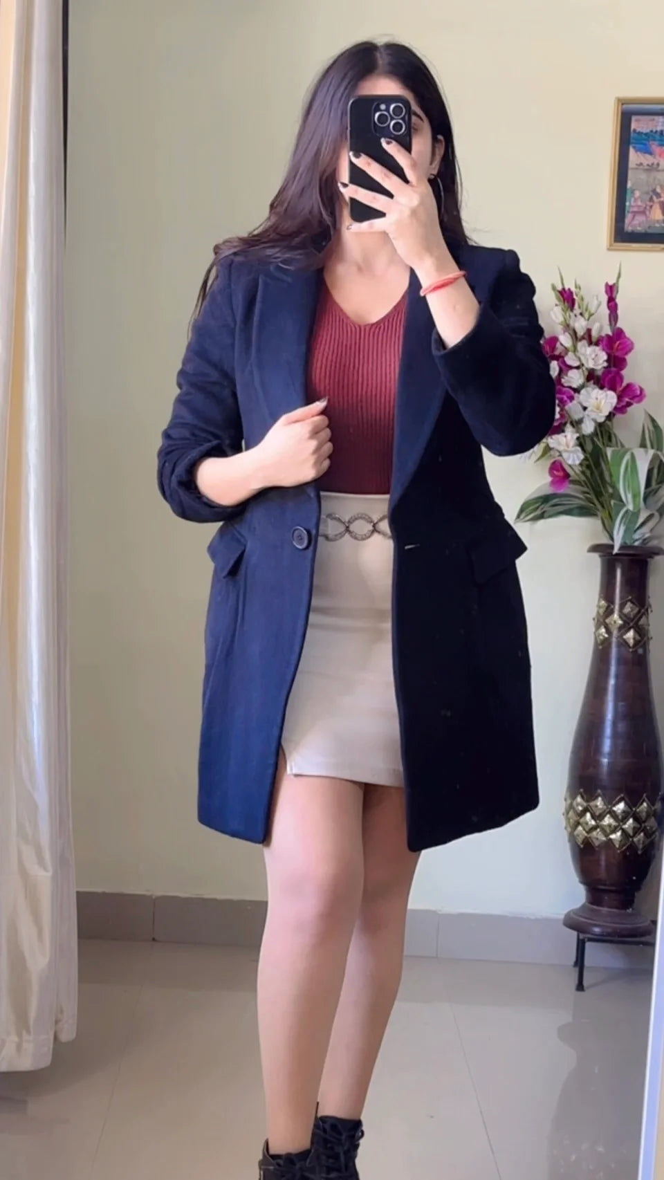 (Size-S to M) Black Winter Coat- Wo156