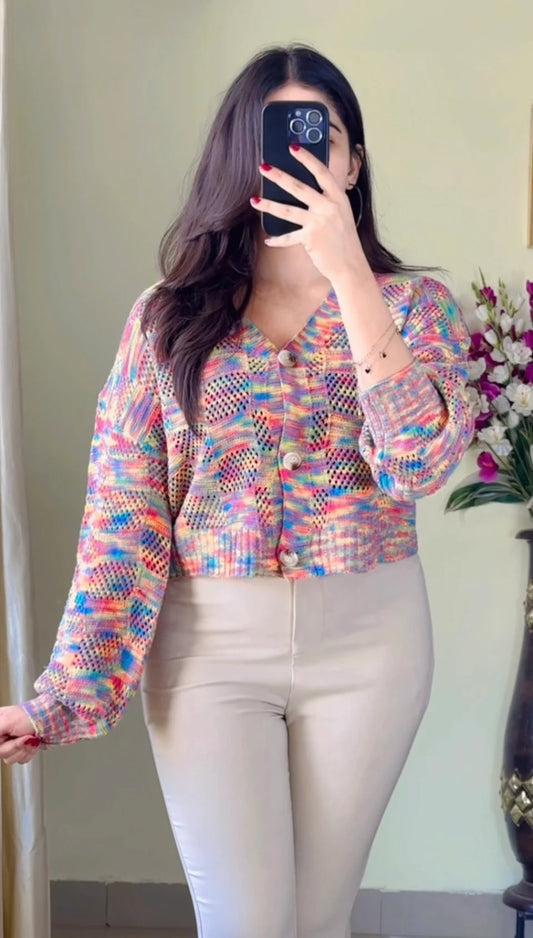 (Free Size Upto 38) Crochet Top- (Cb23)