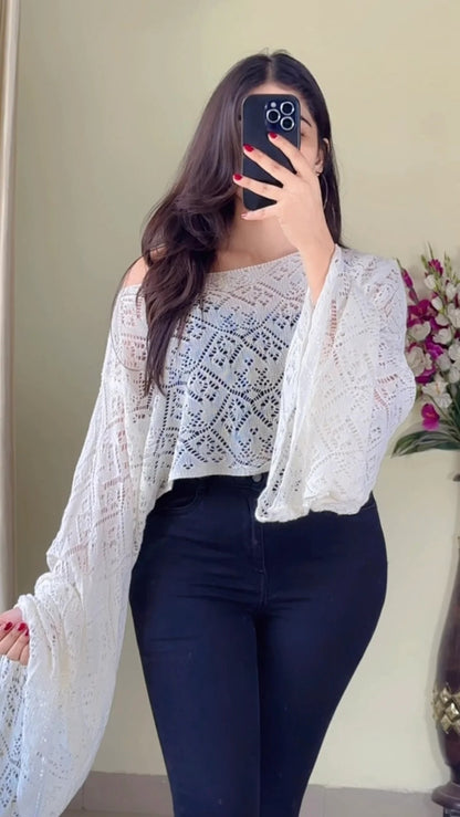 (Free Size Upto 32- 38) Crochet Top- (Cb46)