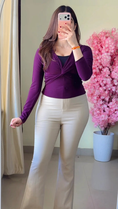Teal Deep-V Puff Sleeve Bodice Top
