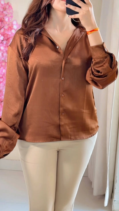 Brown Luxe Sheen Shirt