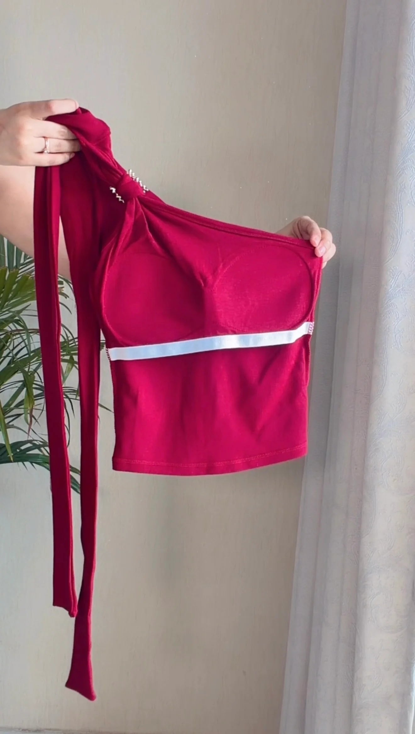 Luxe Draped Rhinestone Padded Top
