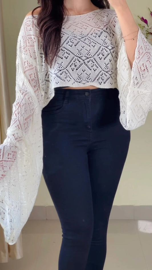 (Free Size Upto 32- 38) Crochet Top- (Cb46)