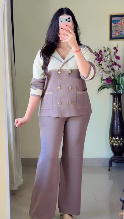 Tan Beige Premium Tailored  Co-ord Set