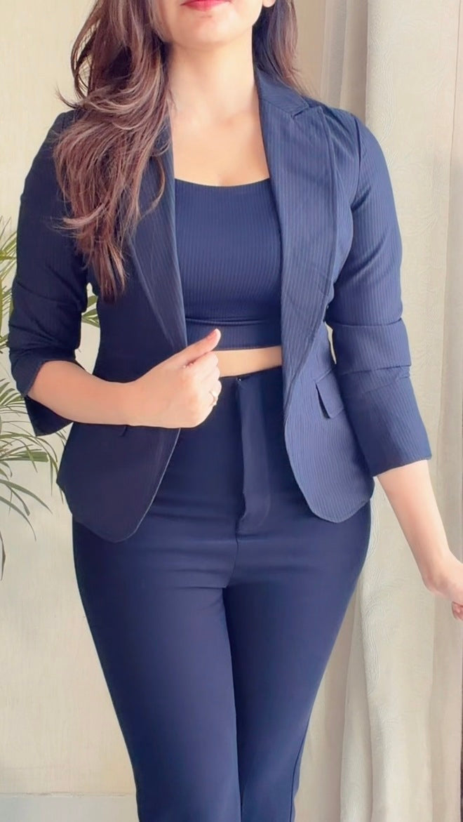 Black Stripe Premium Blazer-B-28