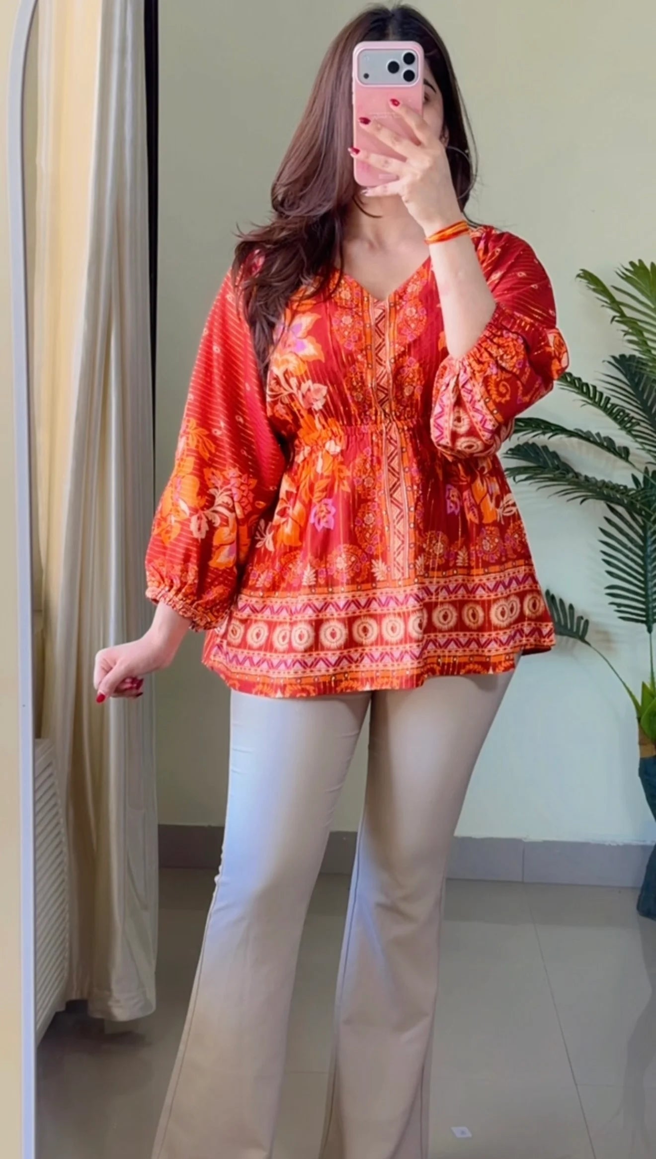 Rust Bloom Gathered Top