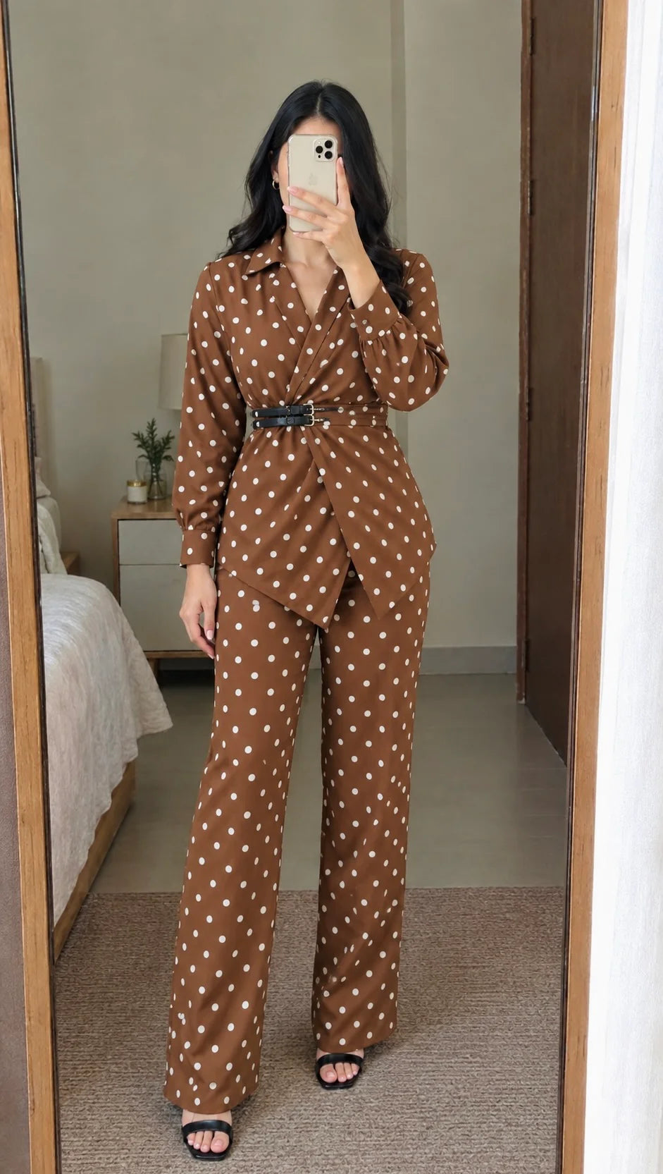 Polka Dot Waist-Defining Co-ord Set