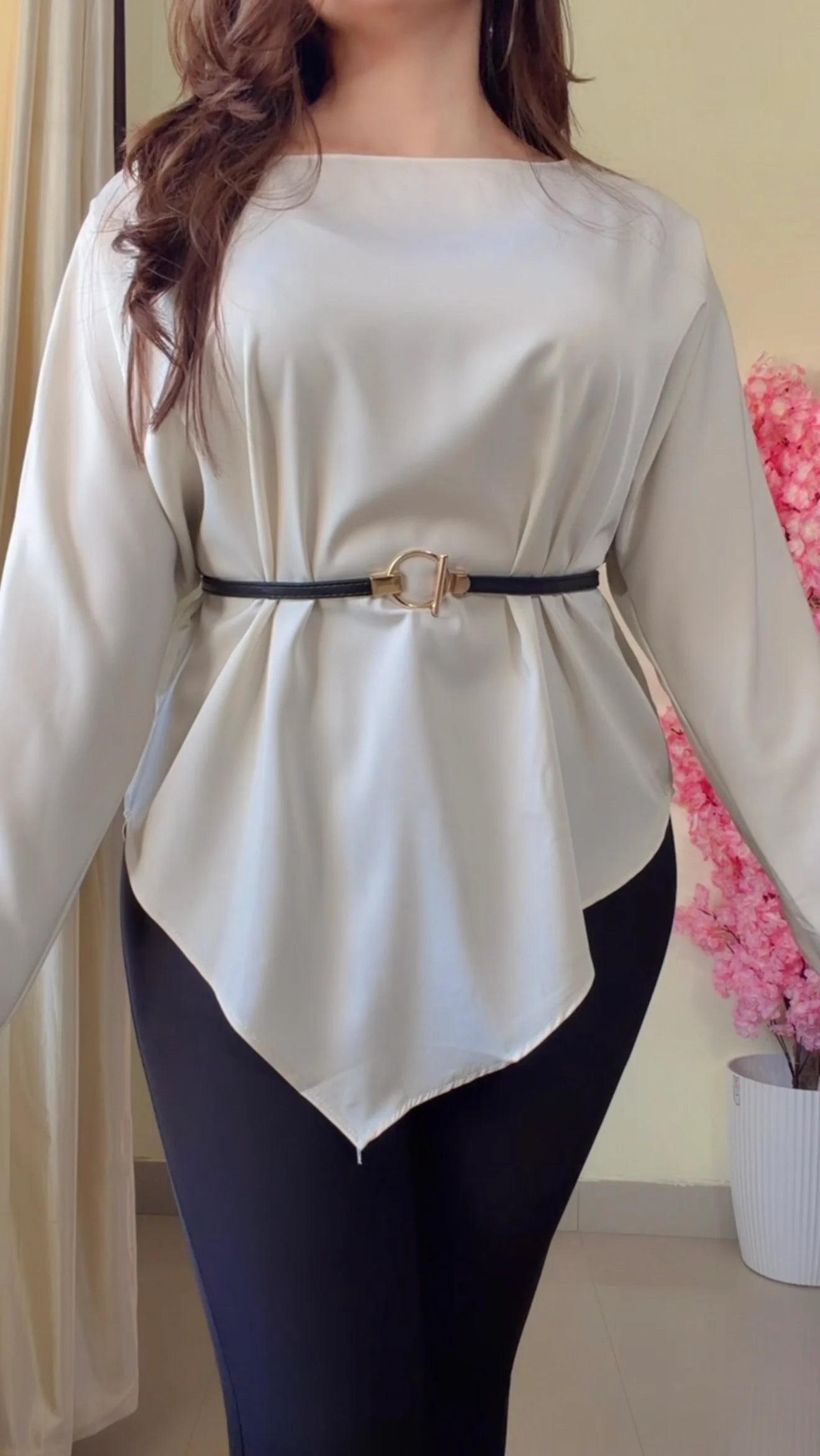 Premium Diva Drape Asym Top with Belt