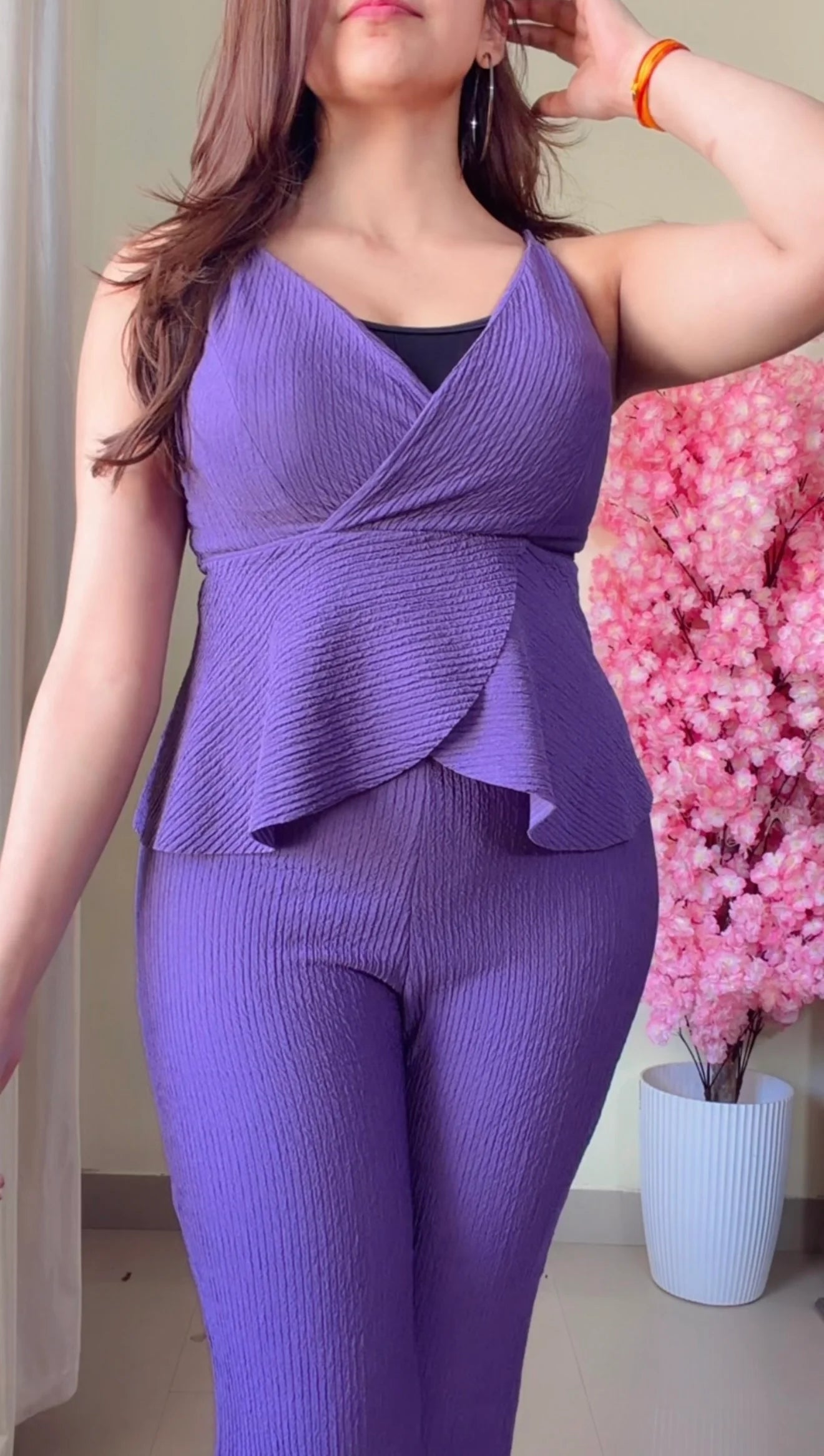 Lavender Wrap Peplum Co-ord Set