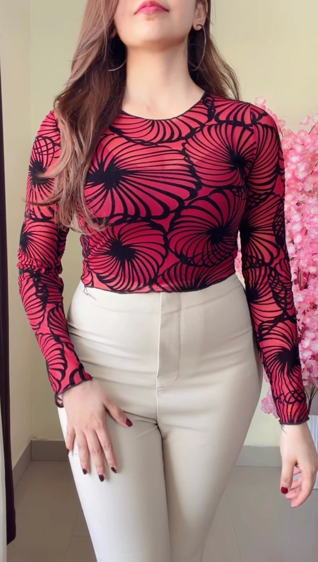 Sheer Swirl Mesh Top