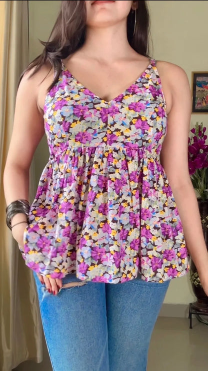Floral Short Kurti (High Quality) KT-105