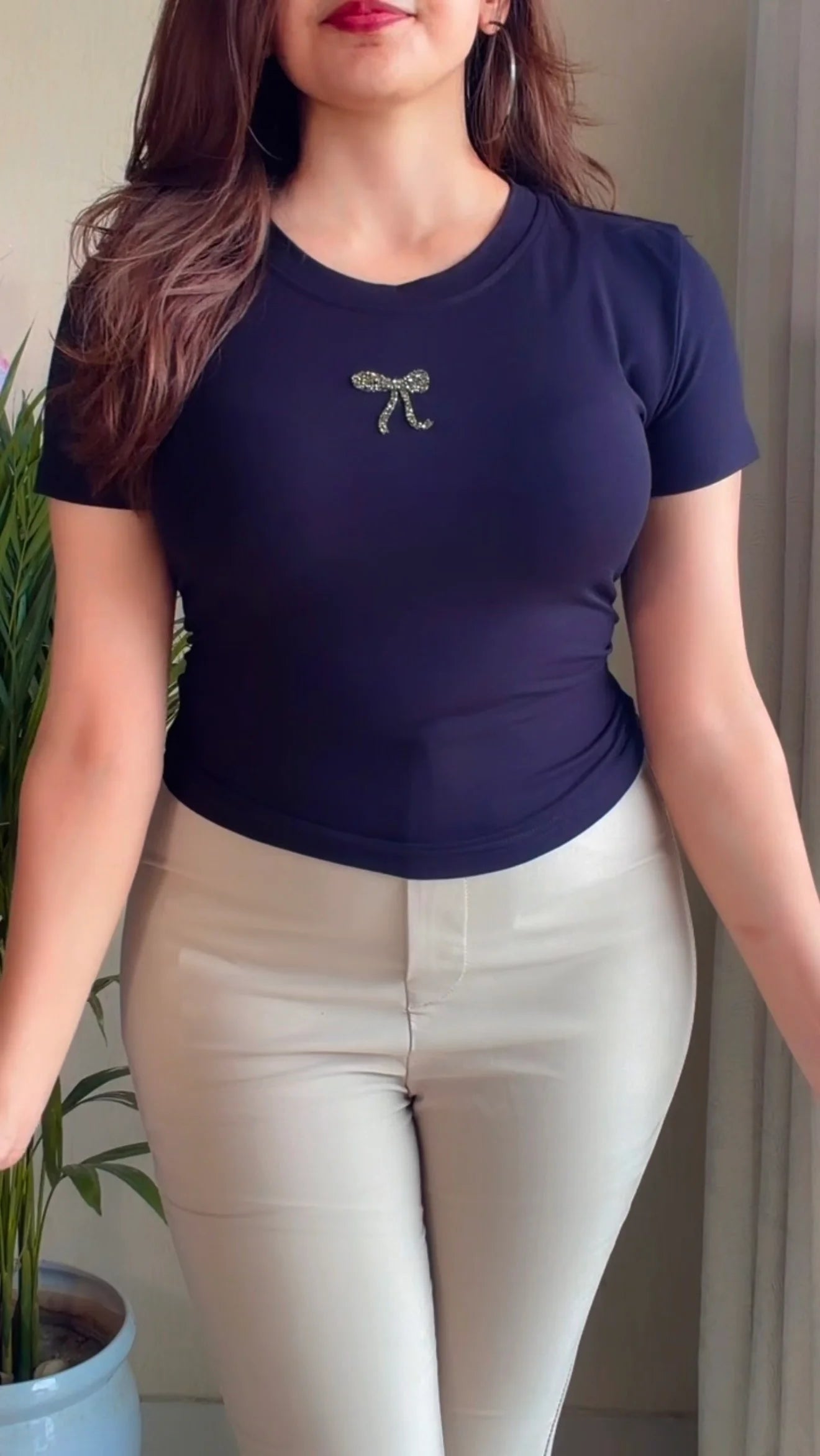 Crystal Bow Fitted Top