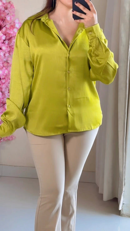 Lime Green Luxe Sheen Shirt