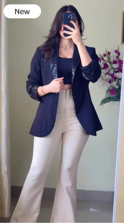 Black Shimmer Blazer- B6