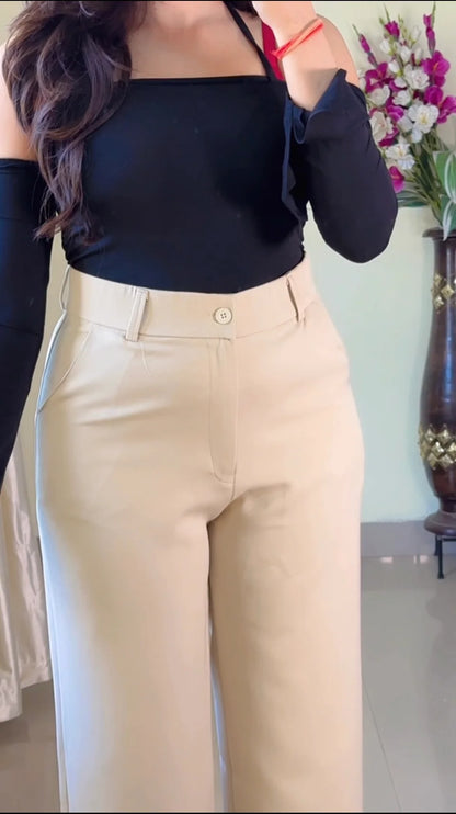 Beige Straight Fit Trouser- PO6