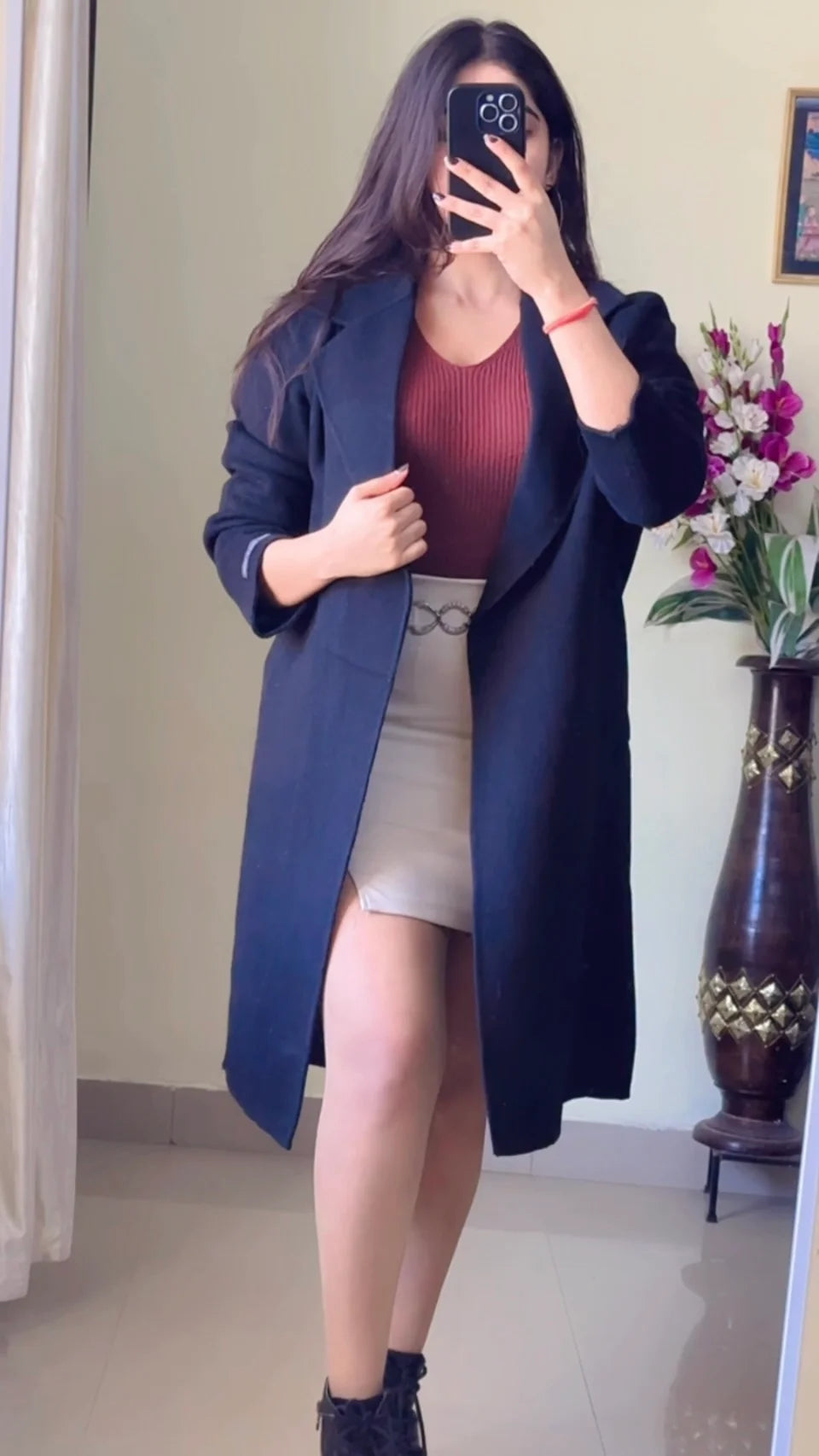 (Size-S to M) Black Winter Coat- Wo151