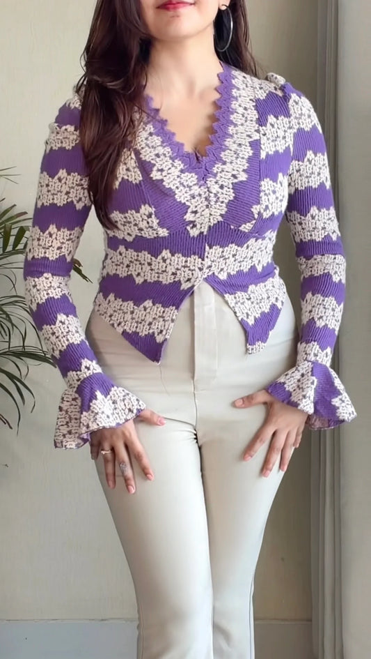 Padded Crochet Ruffle Top