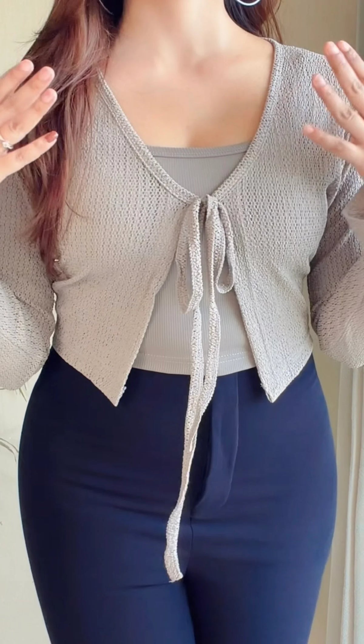 Tie-Front Crochet Top With Inner