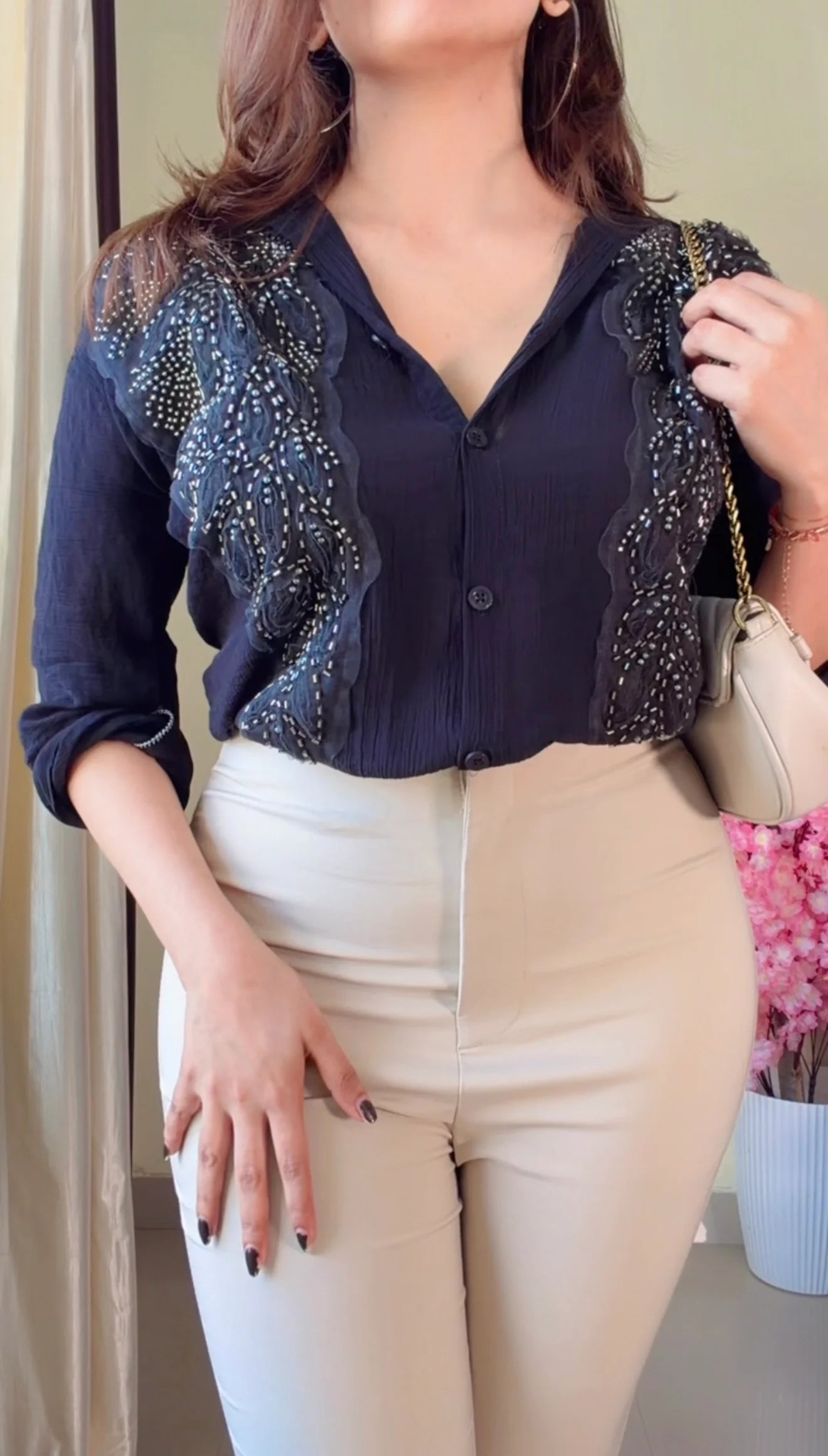 Black leaf Embroidered Premium Shirt