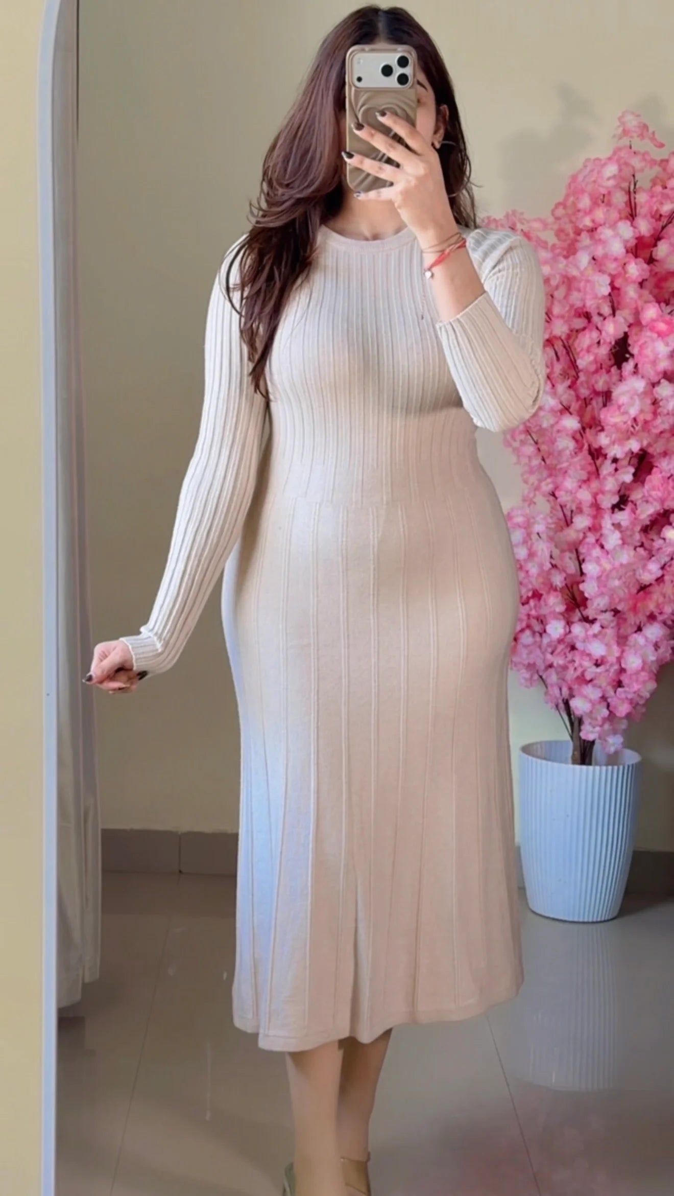 (Size-Free Size) Classy Ribbed Dress-D107